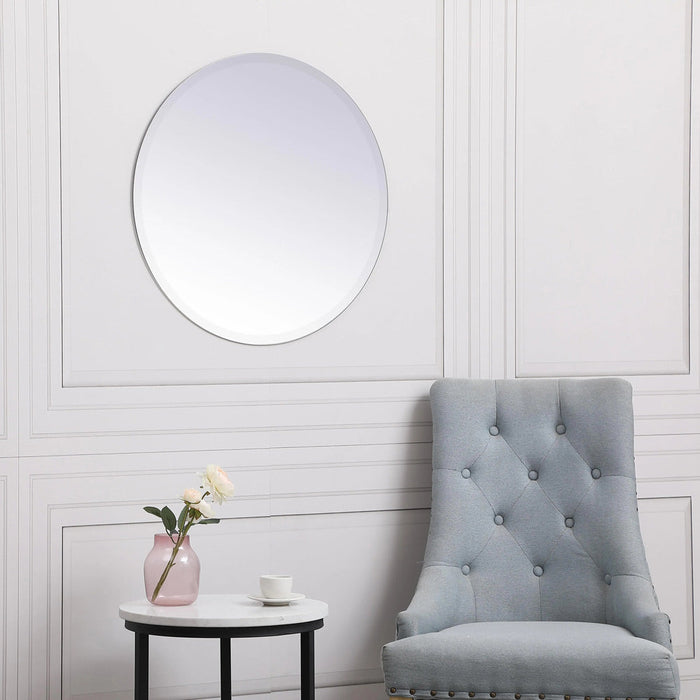 Elegant Round Mirror in living room.