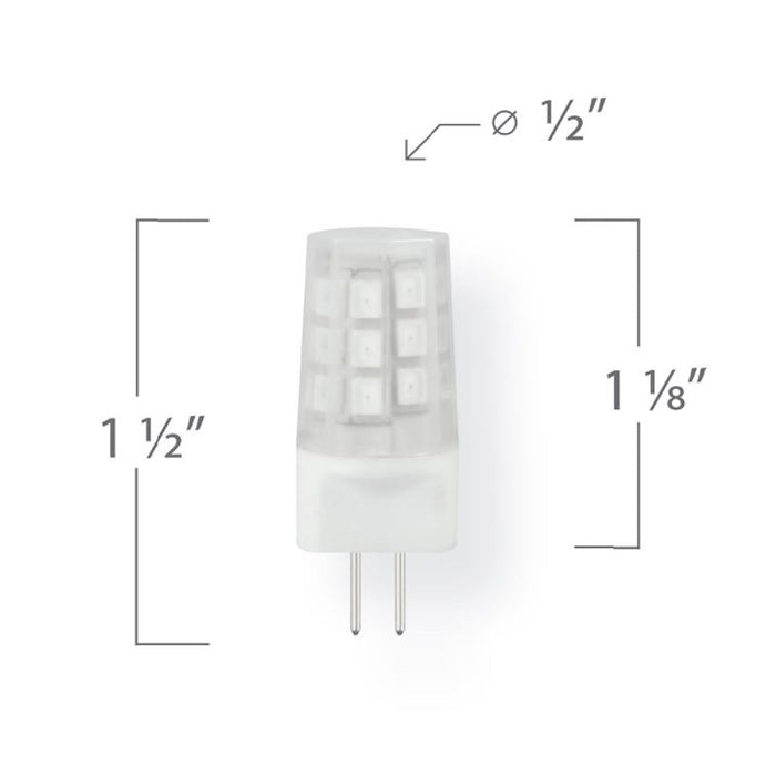 Emeryallen G4 Bi Pin Base 12V Amber Mini LED Bulb - line drawing.