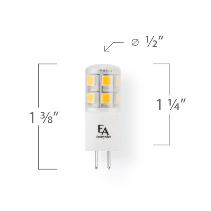 Emeryallen G4 Bi Pin Base 12V Mini LED Bulb - line drawing.