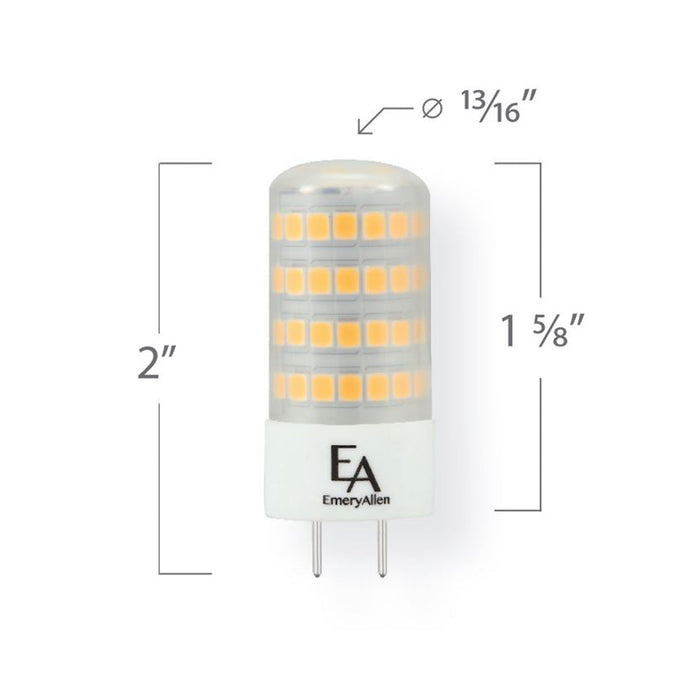 Emeryallen G8 Bi Pin Base 120V Mini LED Bulb - line drawing.