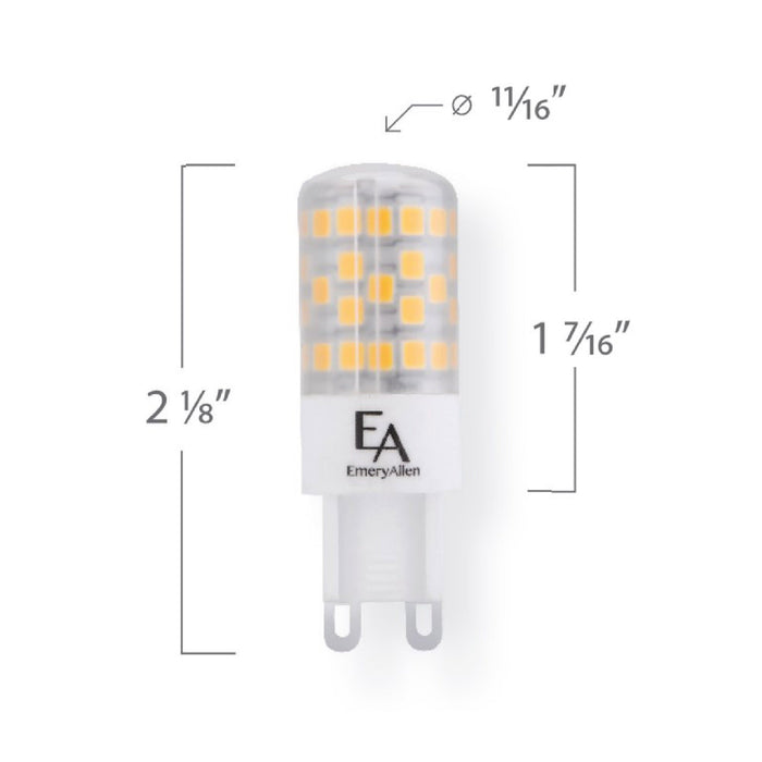 Emeryallen G9 Bi Pin Base 120V Mini LED Bulb - line drawing.