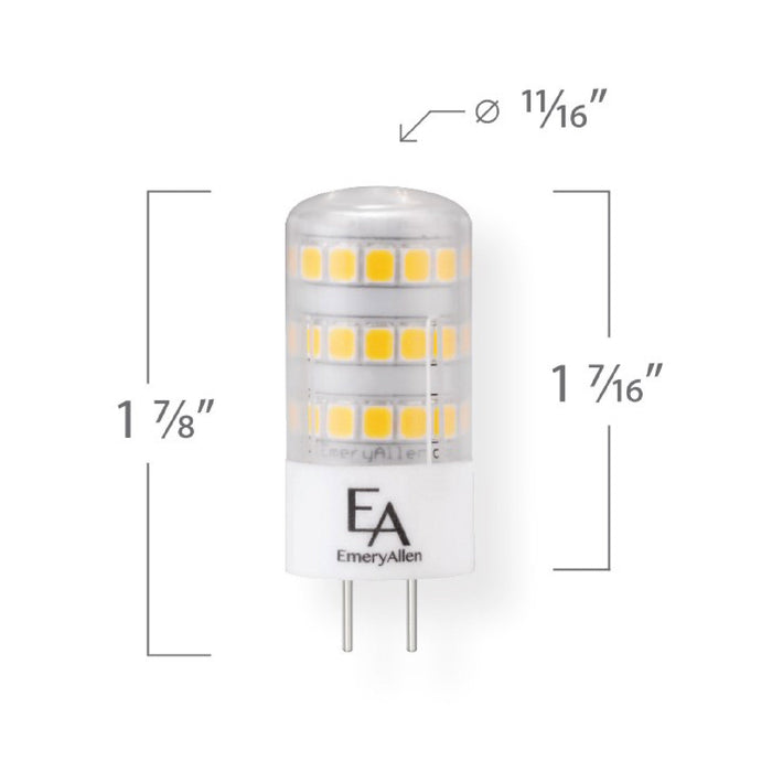 Emeryallen GY6.35 Bi Pin Base 12V Mini LED Bulb - line drawing.