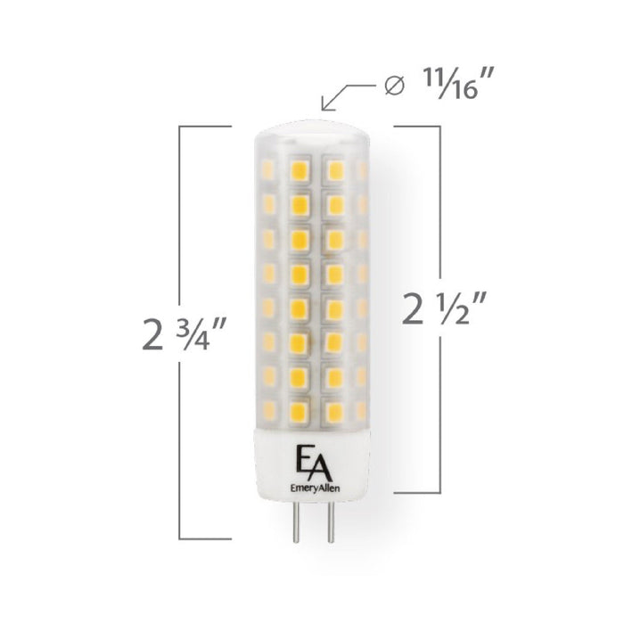 Emeryallen GY6.35 Bi Pin Base 12V Mini LED Bulb - line drawing.
