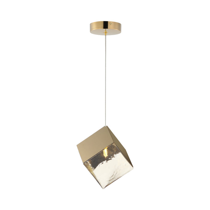 Ice Cube Pendant Light in French Gold (1-Light).