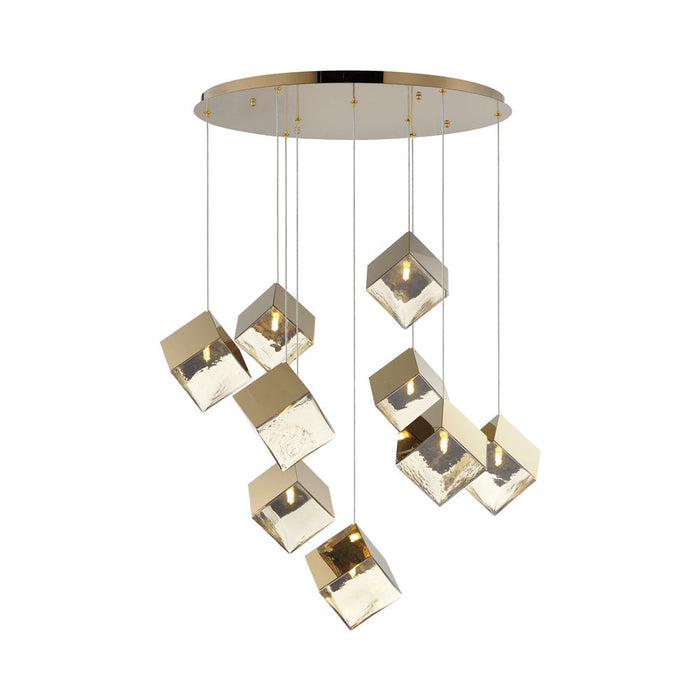 Ice Cube Pendant Light in French Gold (9-Light).