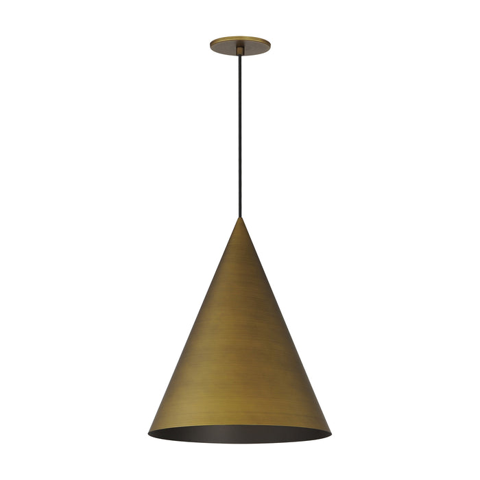 Pitch LED Pendant Light in Antique Brass (16.5-Inch).