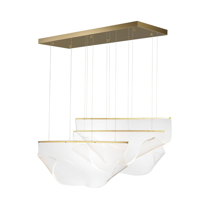 Rinkle LED Linear Pendant Light in French Gold (3-Light).