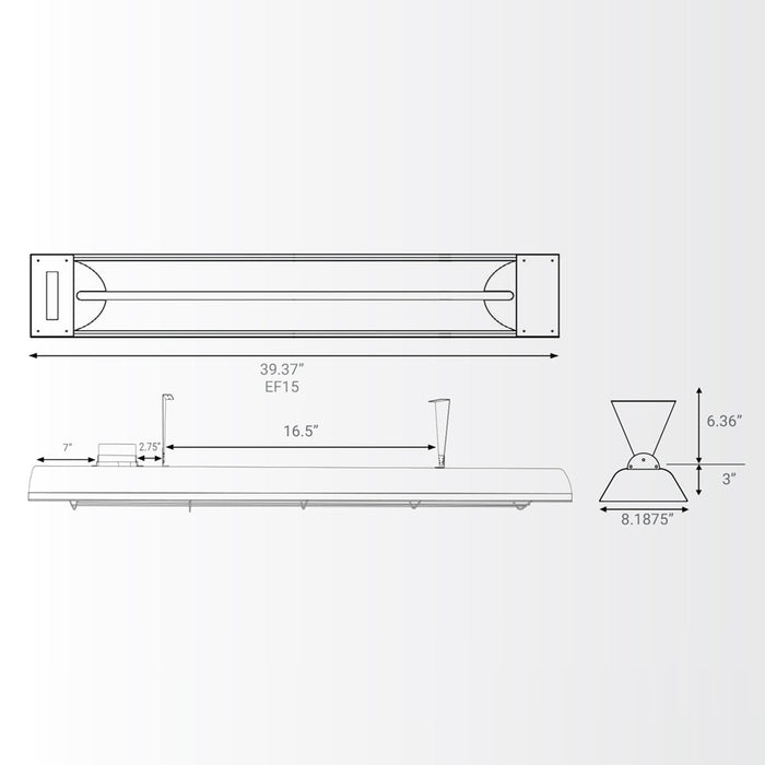 120V Single Element Electric Heater - line drawing.