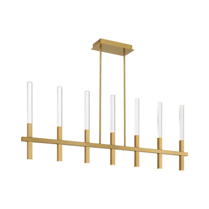 Benicio LED Linear Chandelier in Brushed Gold.