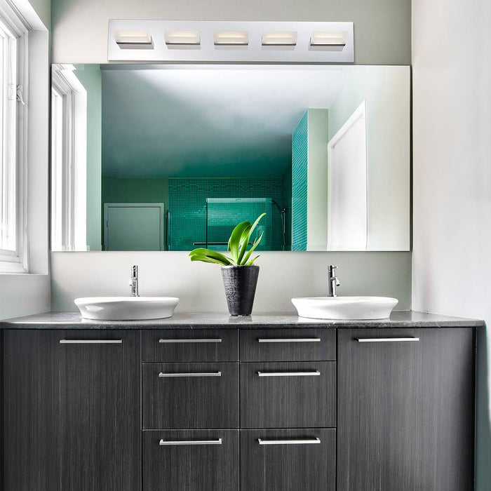 Olson LED Bath Vanity Light in bathroom.