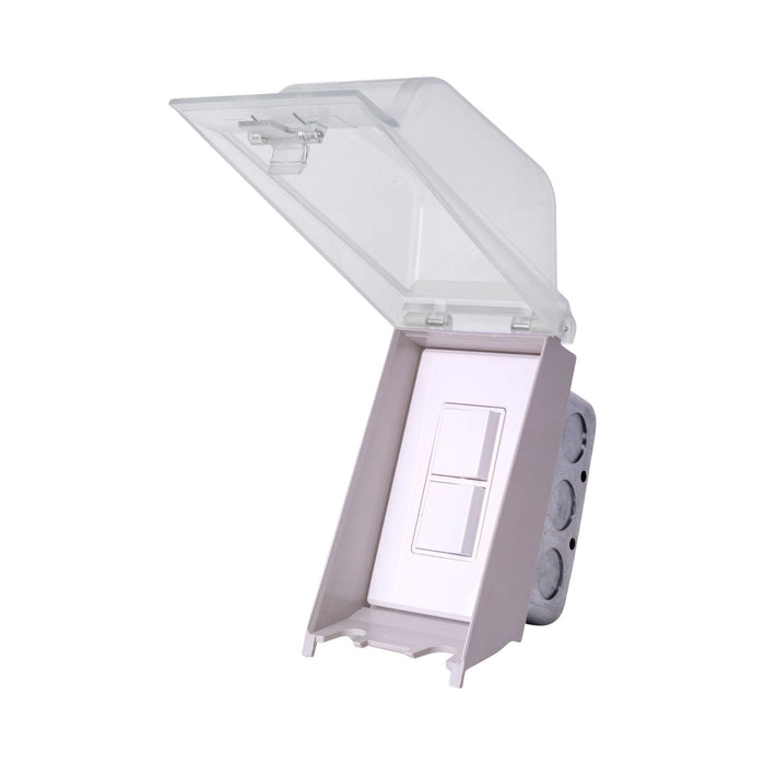 Weatherproof Cover Duplex Recessed Switch in White (Single Slide).