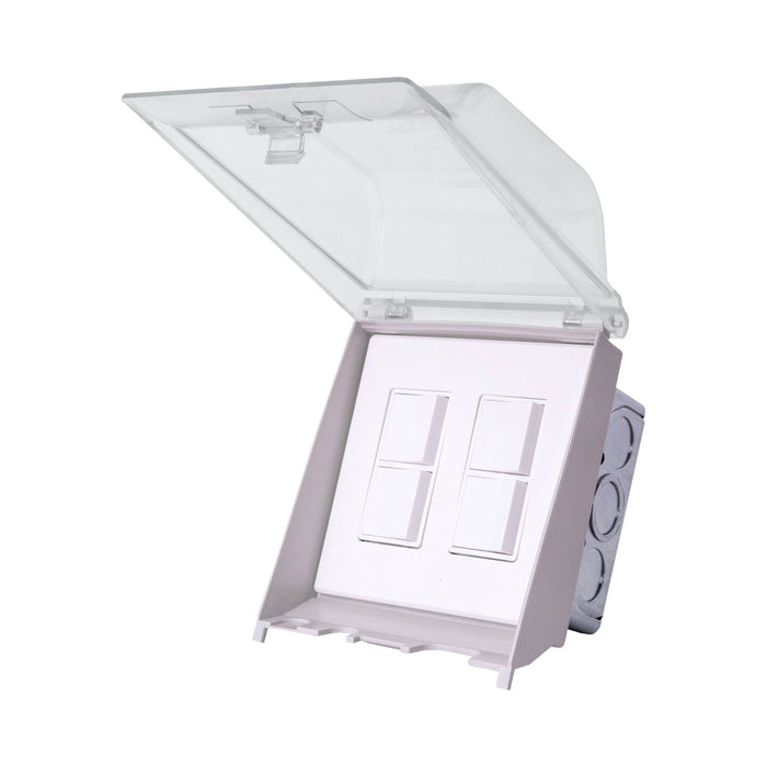 Weatherproof Cover Duplex Recessed Switch in White (Dual Slide).