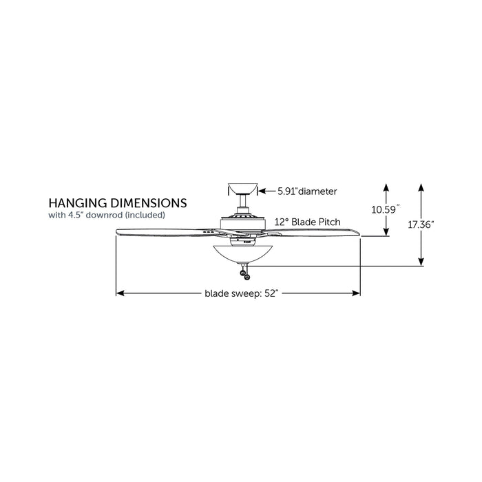 Aire Deluxe Indoor Ceiling Fan - line drawing.