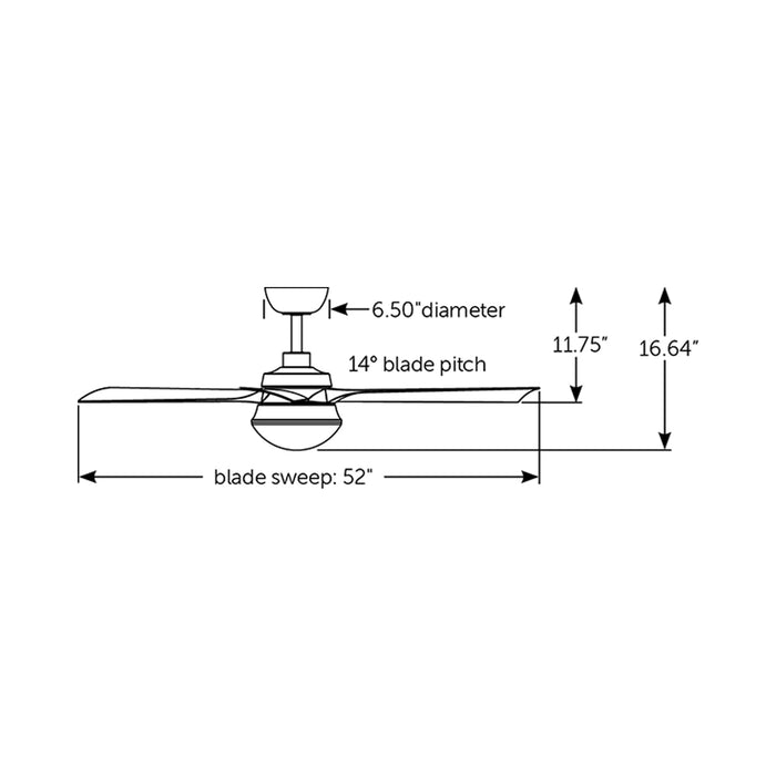 Barlow Indoor / Outdoor LED Ceiling Fan - line drawing.