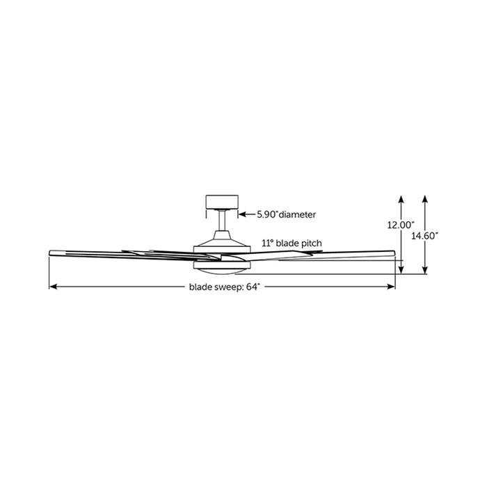 Brawn Indoor / Outdoor LED Ceiling Fan - line drawing.