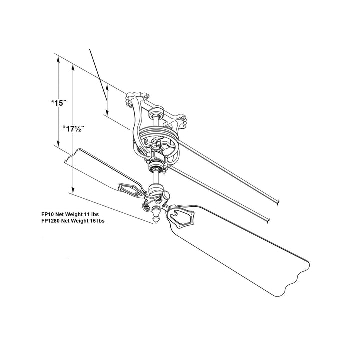 Brewmaster 50 Inch Indoor Ceiling Fan - line drawing.