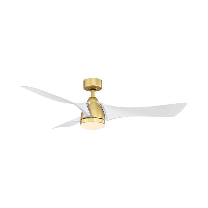 Klear Indoor / Outdoor LED Ceiling Fan in Brushed Satin Brass / Matte White.