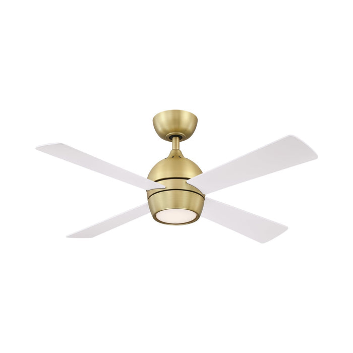 Kwad Indoor LED Ceiling Fan in Brushed Satin Brass (44-Inch).