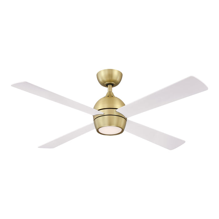 Kwad Indoor LED Ceiling Fan in Brushed Satin Brass (52-Inch).