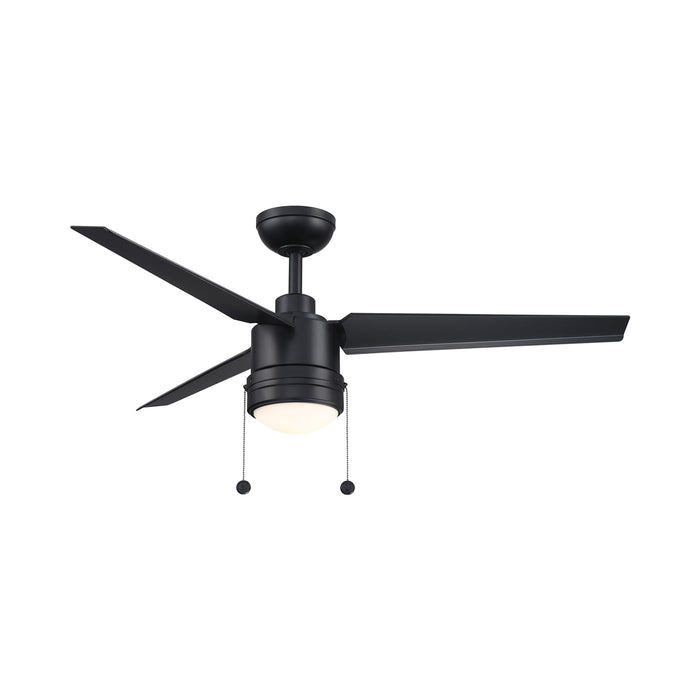 PC/DC Outdoor Ceiling Fan in Black (With Light Lit).