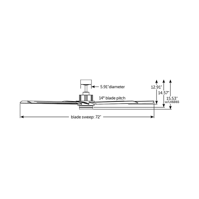 Pendry Indoor / Outdoor Ceiling Fan - line drawing.