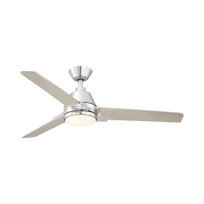 Pyramid Outdoor LED Ceiling Fan in Brushed Nickel.