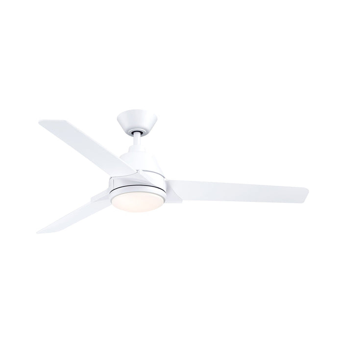 Pyramid Outdoor LED Ceiling Fan in Matte White.