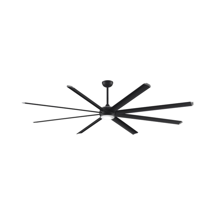 Stellar 96 Outdoor LED Ceiling Fan in Black (Black with Silver Accents).