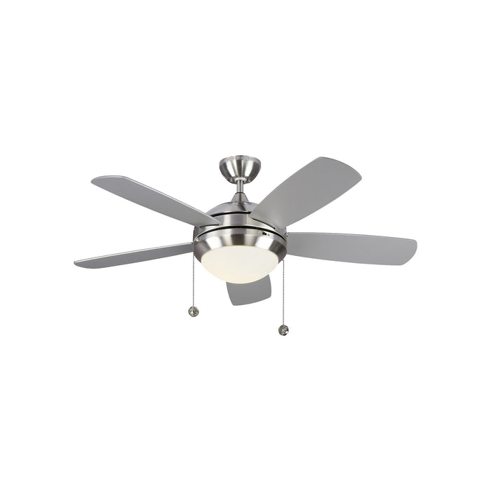 Discus Classic LED Ceiling Fan in Brushed Steel/Silver/American Walnut (44-Inch).