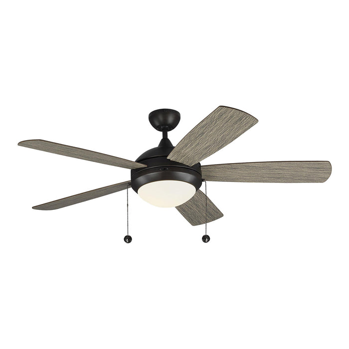 Discus Classic LED Ceiling Fan in Aged Pewter/Light Grey Weathered Oak (52-Inch).