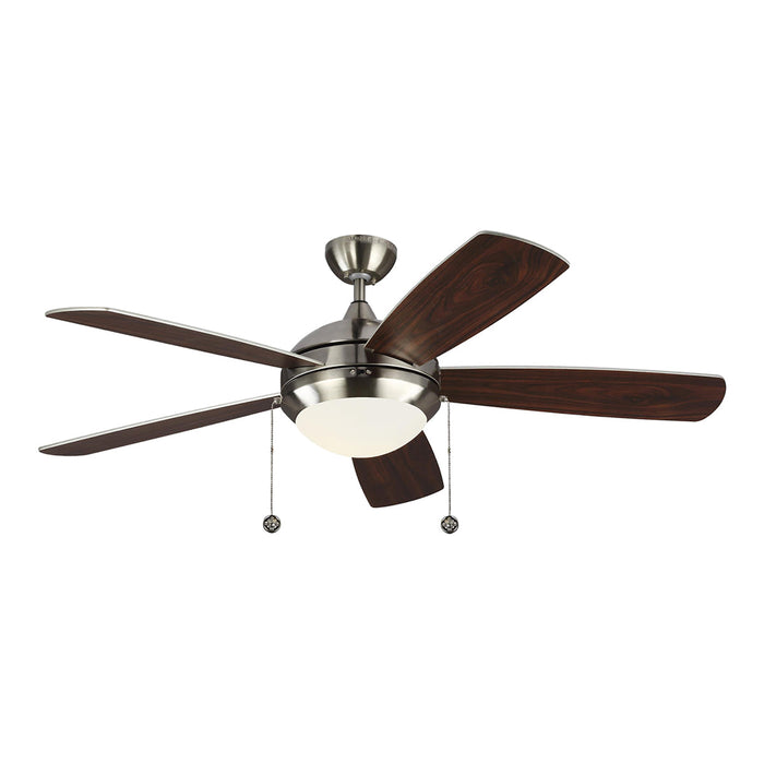 Discus Classic LED Ceiling Fan in Brushed Steel/Silver/American Walnut (52-Inch).