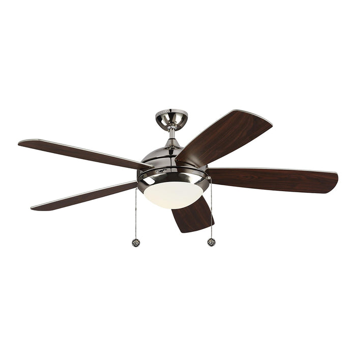 Discus Classic LED Ceiling Fan in Polished Nickel/Silver/American Walnut (52-Inch).