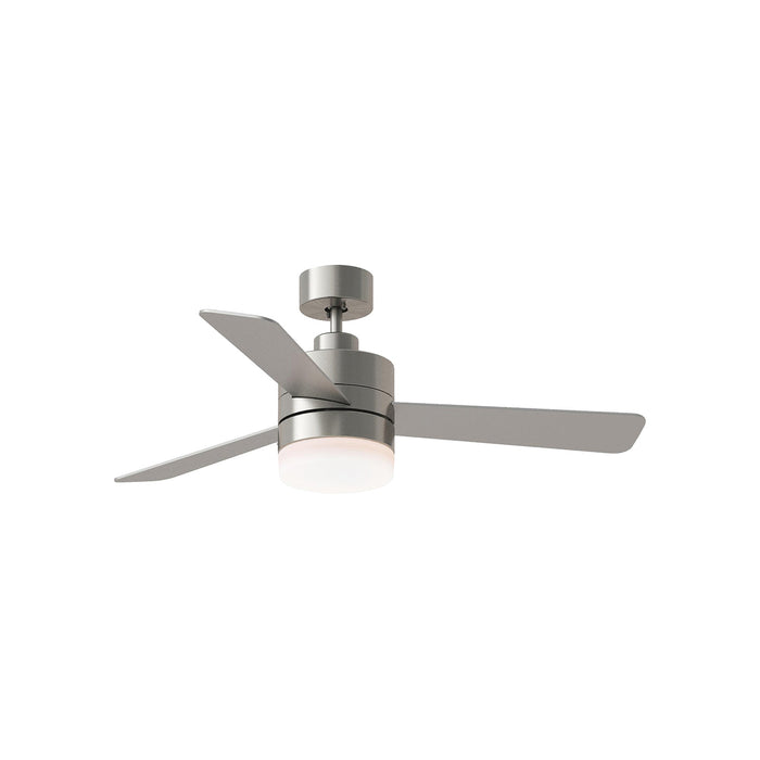 Era Outdoor LED Ceiling Fan in Brushed Steel/Silver/American Walnut (44-Inch).