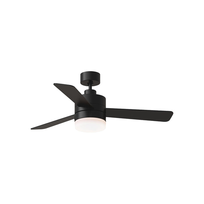 Era Outdoor LED Ceiling Fan in Midnight Black/Midnight Black/American Walnut (44-Inch).