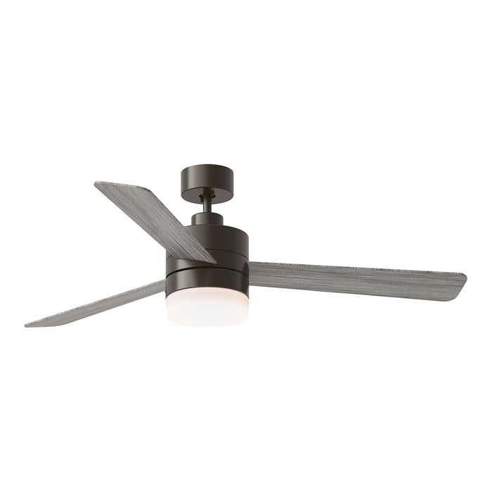 Era Outdoor LED Ceiling Fan in Aged Pewter/Light Grey Weathered Oak (52-Inch).