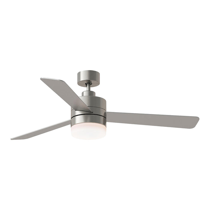 Era Outdoor LED Ceiling Fan in Brushed Steel/Silver/American Walnut (52-Inch).