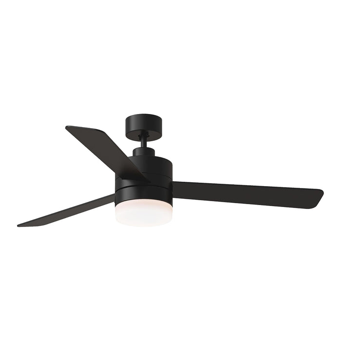 Era Outdoor LED Ceiling Fan in Midnight Black/Midnight Black/American Walnut (52-Inch).