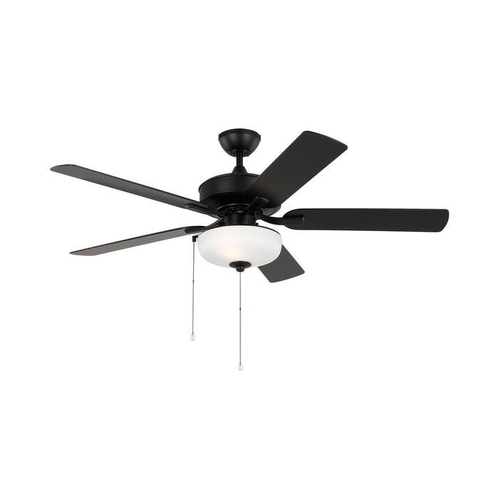 Linden Outdoor LED Ceiling Fan in Midnight Black.