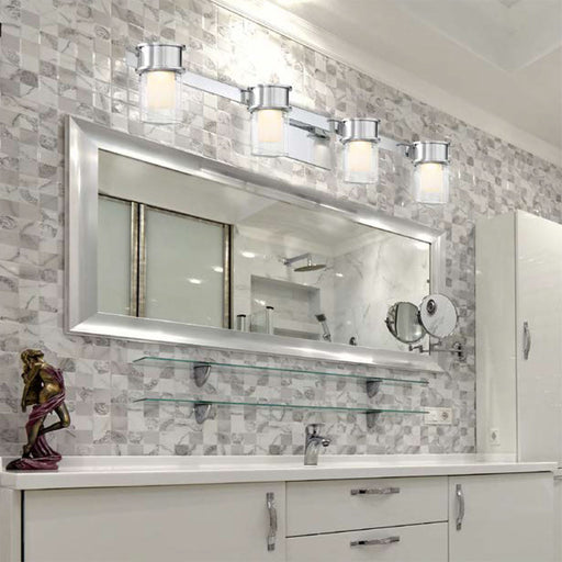 Herald Square LED Vanity Wall Light in bathroom.