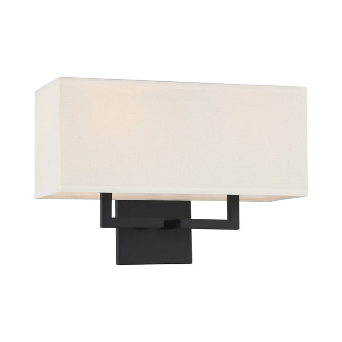P472 Wall Light in Coal with Off White Linen Shade.