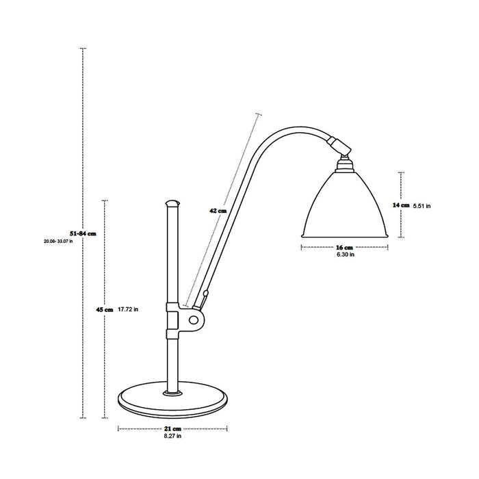Bestlite BL1 Table Lamp - line drawing.