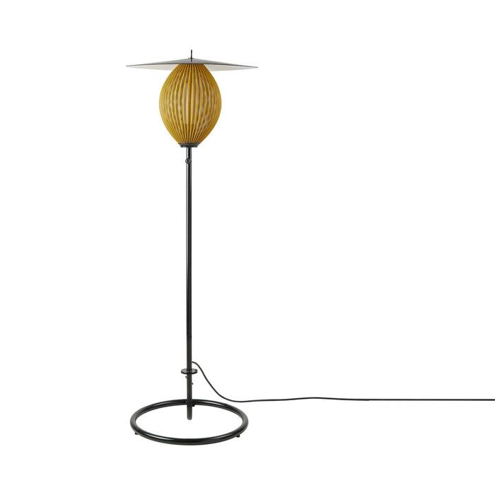 Satellite Outdoor Floor Lamp in Mustard Gold Semi Matt.