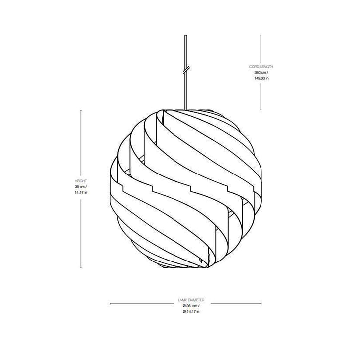 Turbo Pendant Light - line drawing.