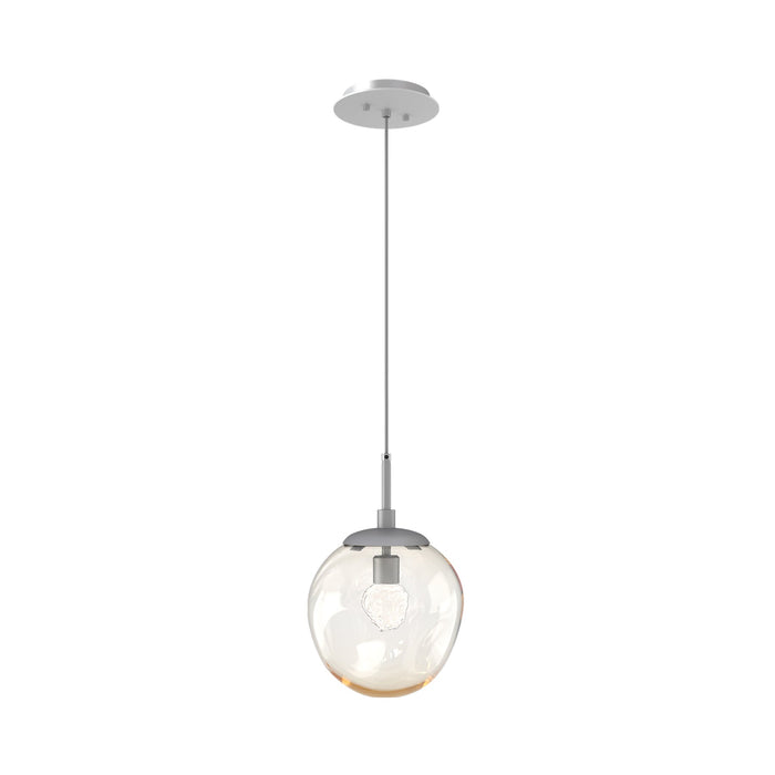 Aster LED Pendant Light in Classic Silver/Amber/Floret Crystal.