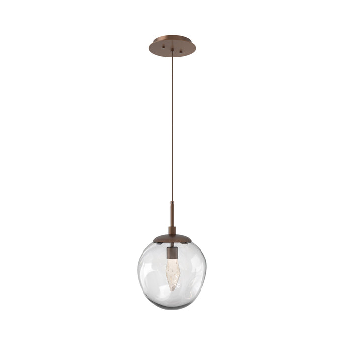 Aster LED Pendant Light in Burnished Bronze/Clear/Geo Crystal.