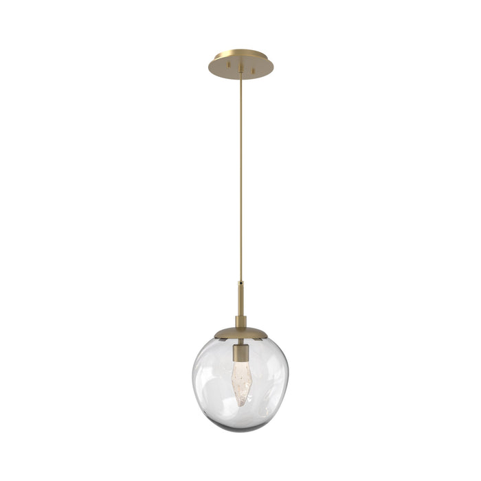 Aster LED Pendant Light in Gilded Brass/Clear/Geo Crystal.