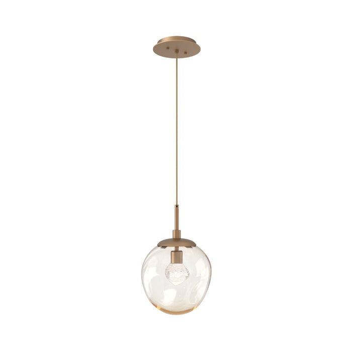 Aster LED Pendant Light in Novel Brass/Amber/Zircon Crystal.