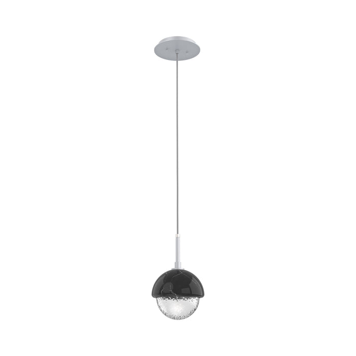 Cabochon LED Pendant Light in Classic Silver/Black Marble.