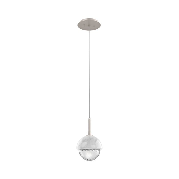 Cabochon LED Pendant Light in Beige Silver/White Marble.