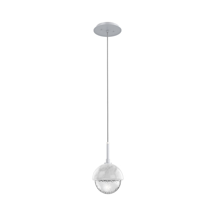 Cabochon LED Pendant Light in Classic Silver/White Marble.
